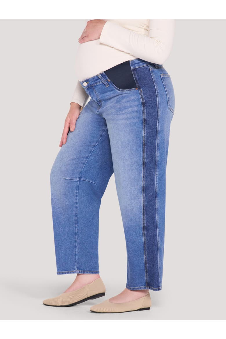Under Belly Side Panel Barrel Leg Jean, Main, color, Medium Wash with Dark Panel