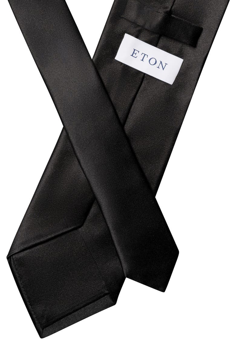 Solid Black Silk Tie, Alternate, color, BLACK
