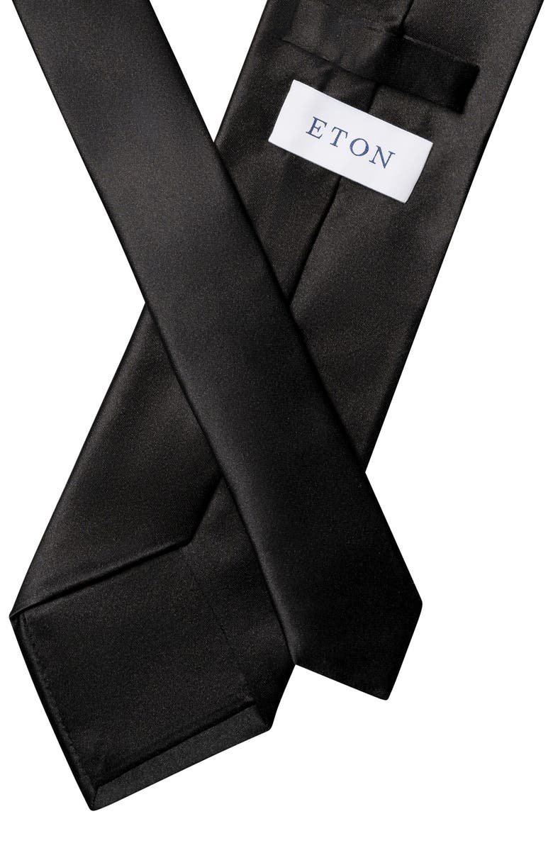 Eton Solid Black Silk Tie, Alternate, color, Black