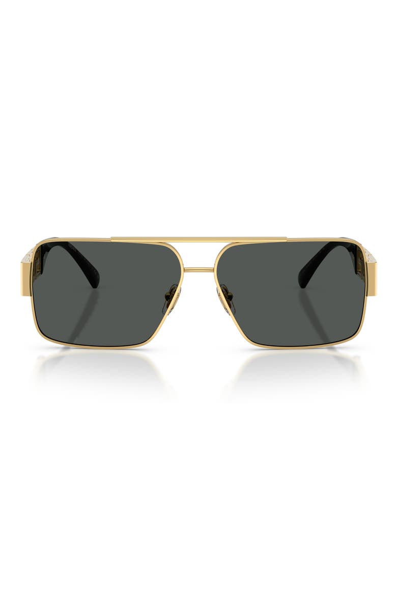 61mm Rectangular Sunglasses, Main, color, GOLD / DARK GREY