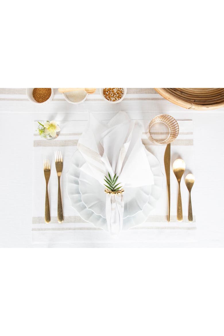 Linen Placemats Set of 4, 14 x 19" - French Stripe, Alternate, color, Natural and White