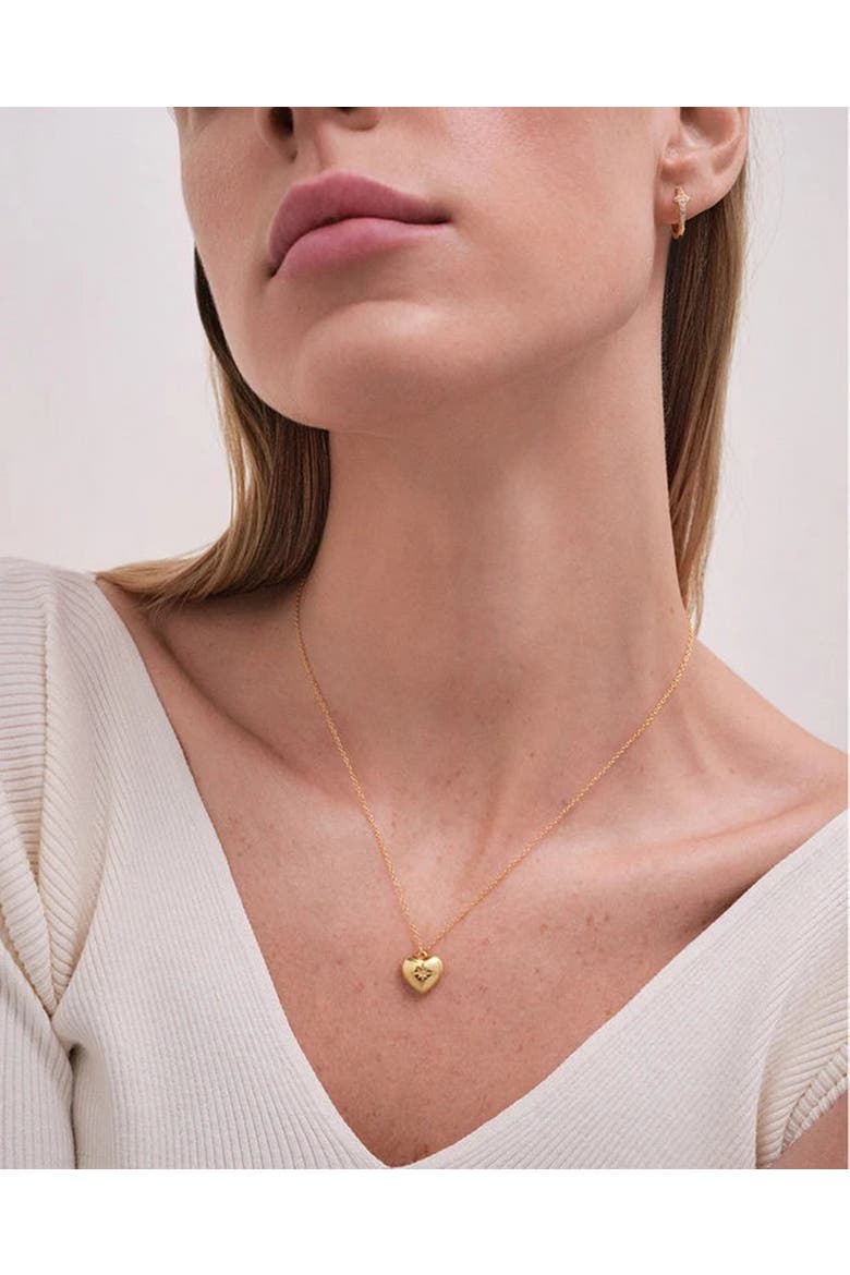 Gold Mini Heart Locket Necklace, Alternate, color, Gold