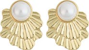 Panacea Faux Pearl Fan Earrings
