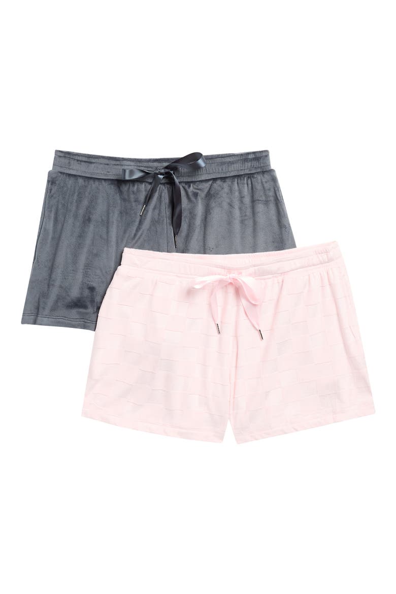 2-Pack Velour Pajama Shorts, Main, color, CHECKS EMBOSSED