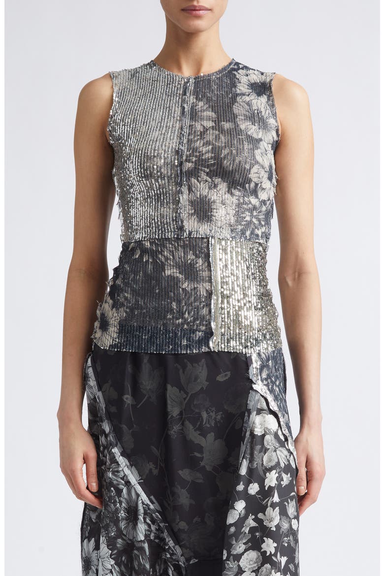 Sequin Floral Print Sleeveless Top, Main, color, MULTICOLOR VARIANT