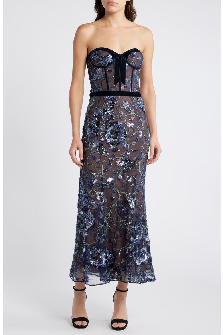 marchesa notte artwork sequin dress Gold Artwork Sequin Gown