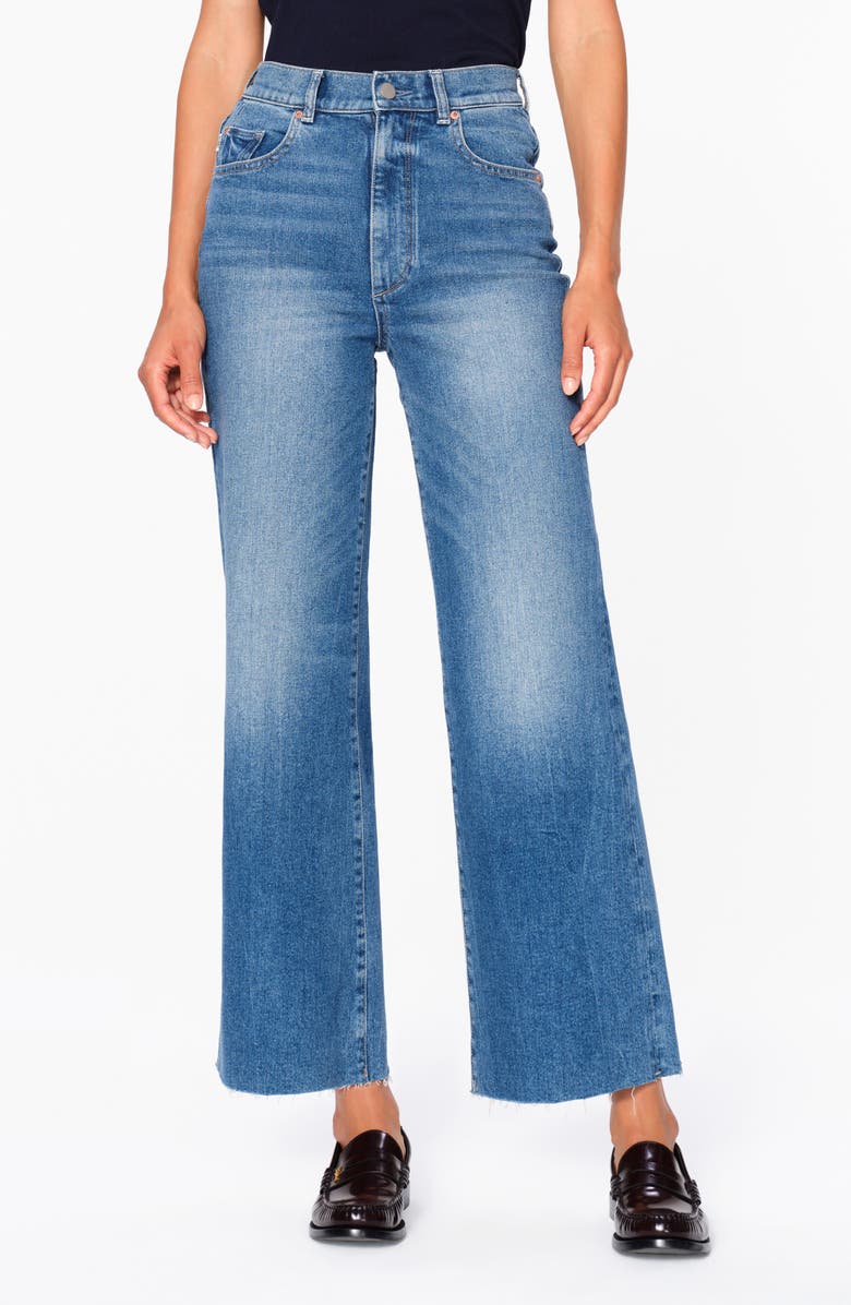 DL1961 Hepburn Raw Hem High Waist Ankle Wide Leg Jeans, Main, color, 