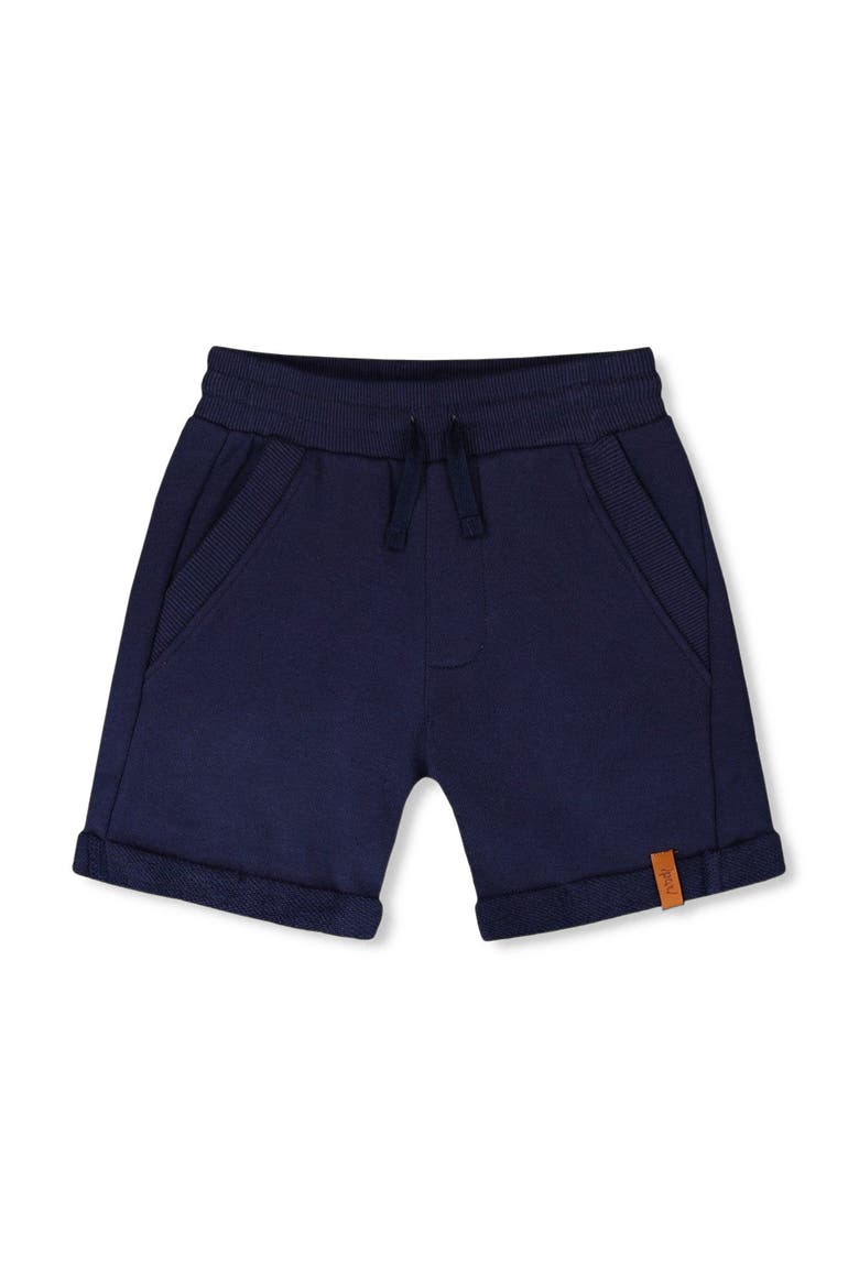 Elastic Waistband Slant Pockets French Terry Shorts, Main, color, Dark Blue