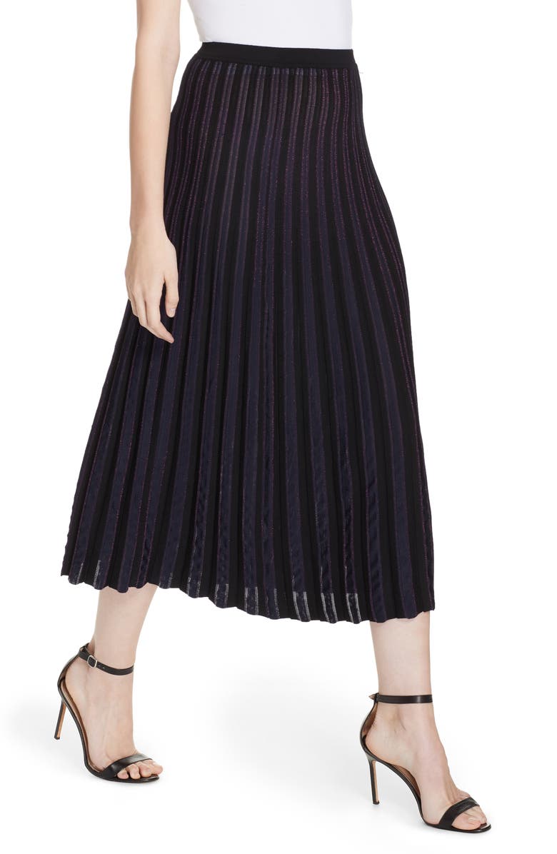 DVF Klara Pleat Midi Skirt, Alternate, color, 