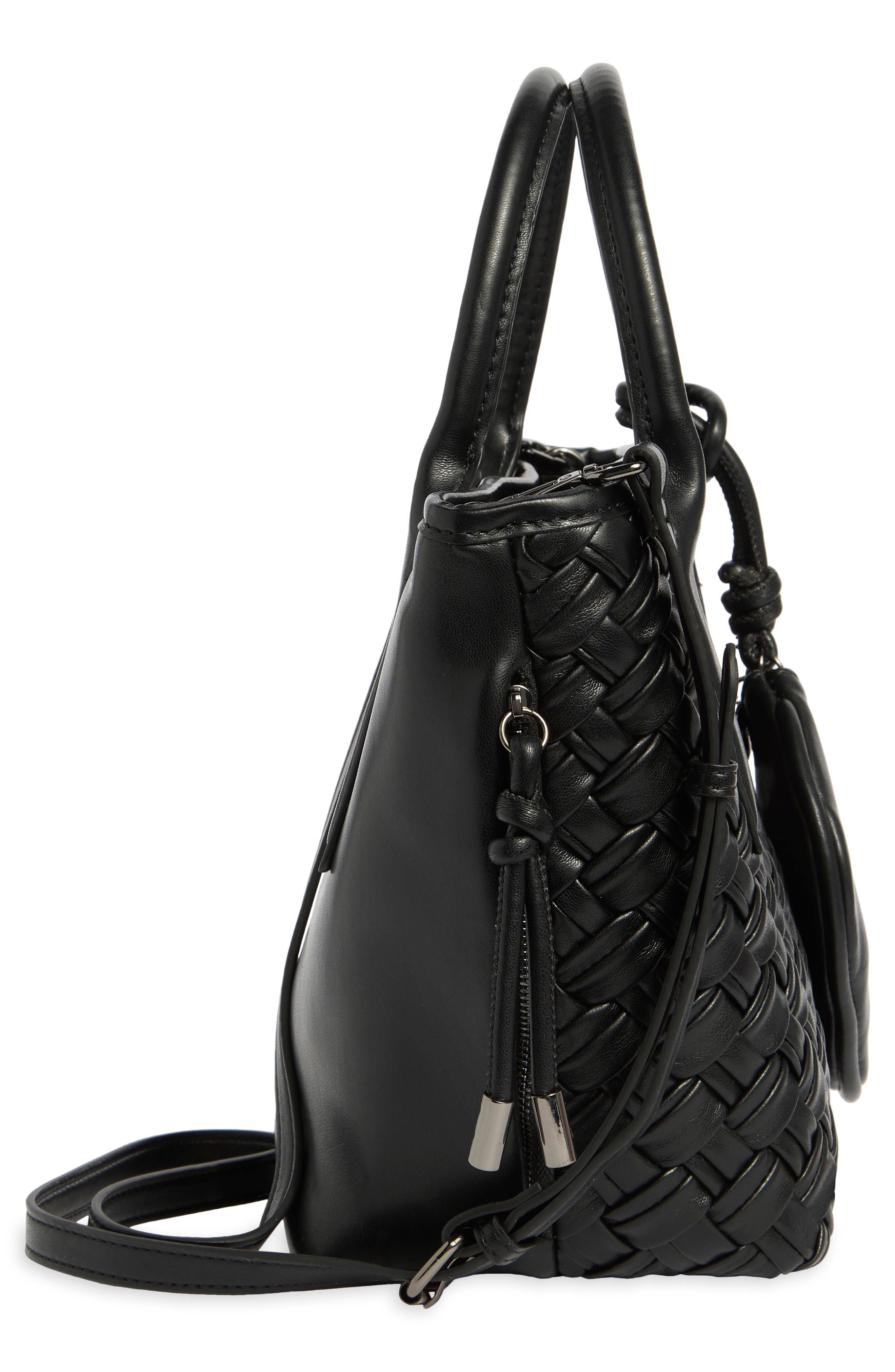 Steve Madden Bgene Woven Satchel Bag, Alternate, color, Black