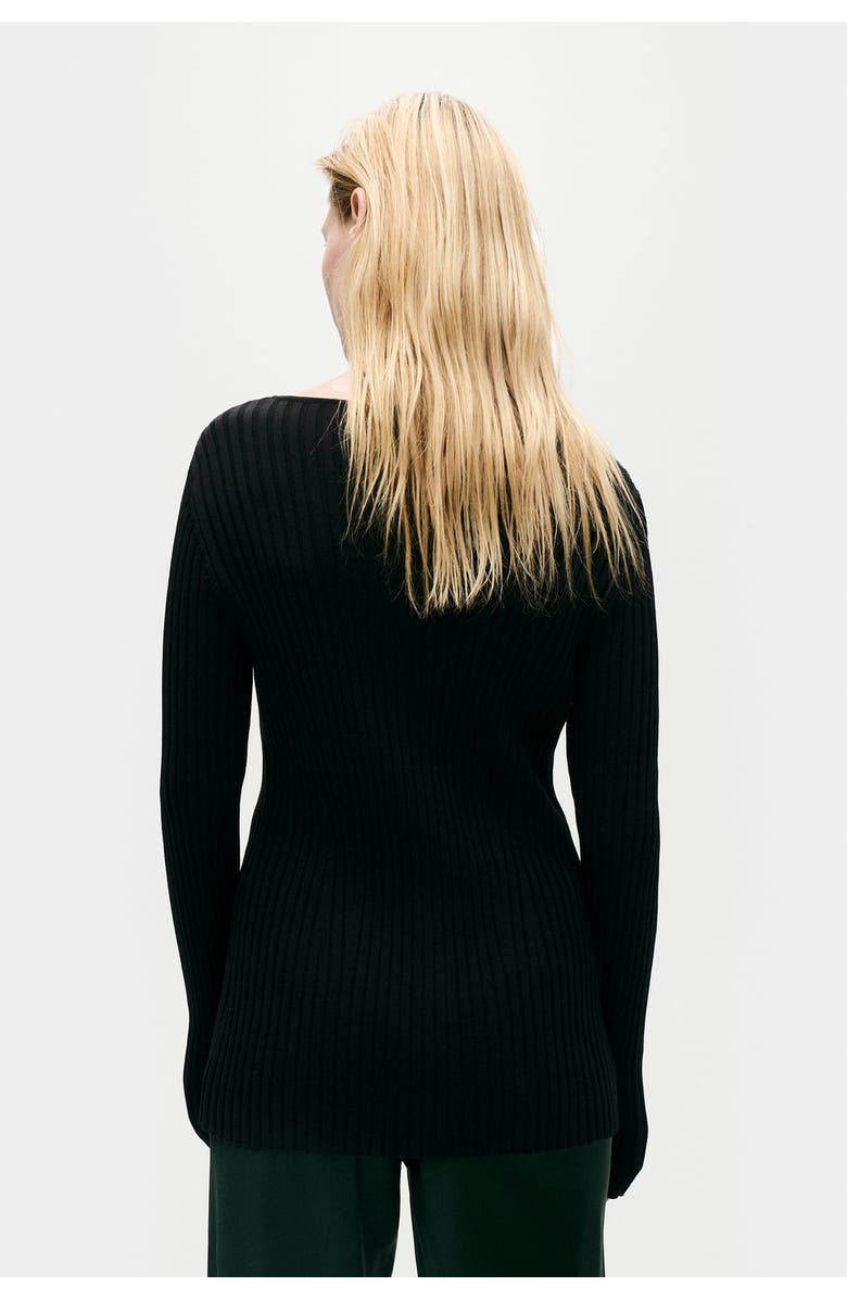 SILK LAUNDRY RIBBED KIA CARDIGAN BLACK, Alternate, color,