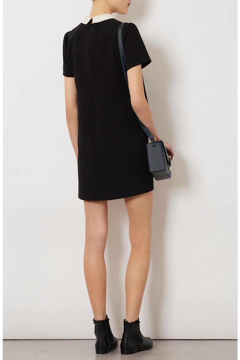 Contrast Collar Shift Dress, Alternate, color, BLACK