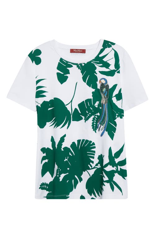 Max Mara Won Crystal Embellished Parrot T-shirt In Green