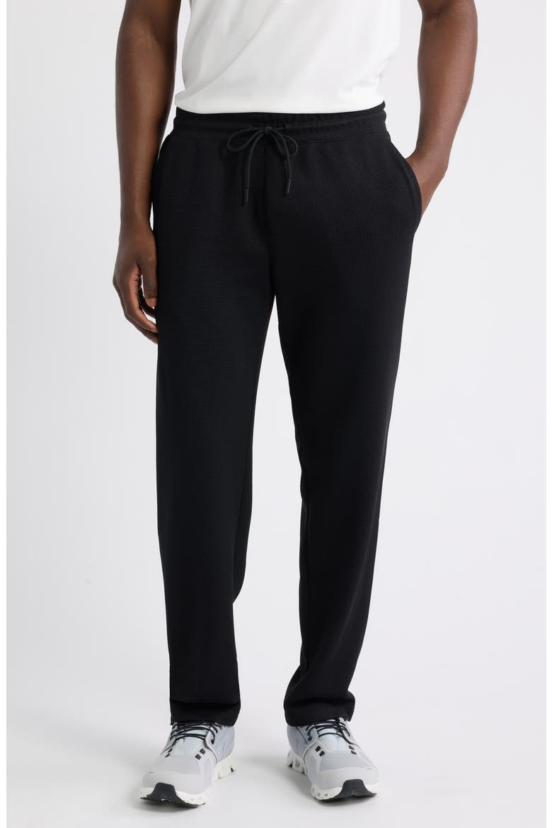 Waffle Knit Pants, Main, color, BLACK