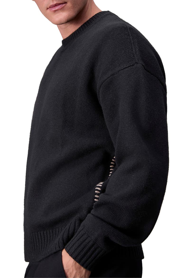 Clarkson Whipstitch Wool Sweater, Alternate, color, BLACK