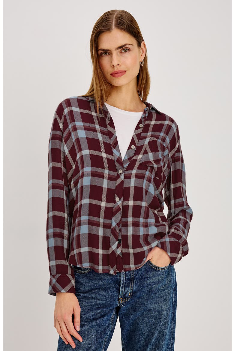 Hunter Plaid Long Sleeve Shirt, Alternate, color, PLUM CREAM