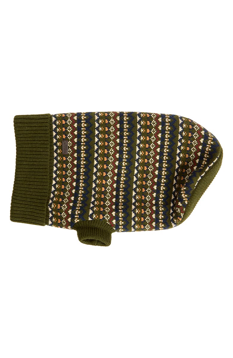 Barbour Fair Isle Dog Sweater, Alternate, color, Olive