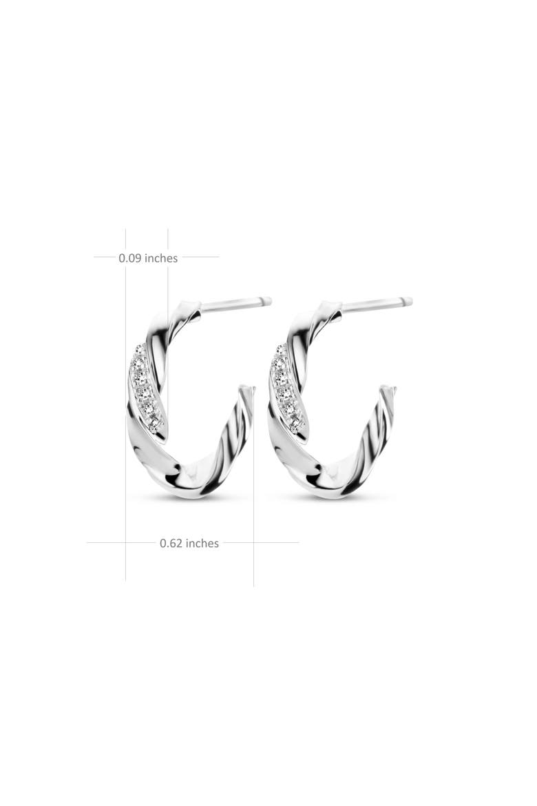 Serendipity Diamond Hoops |  12 natural diamonds | 925 Sterling Silver | Earrings | Pin | White Rhodium, Alternate, color, White Rhodium