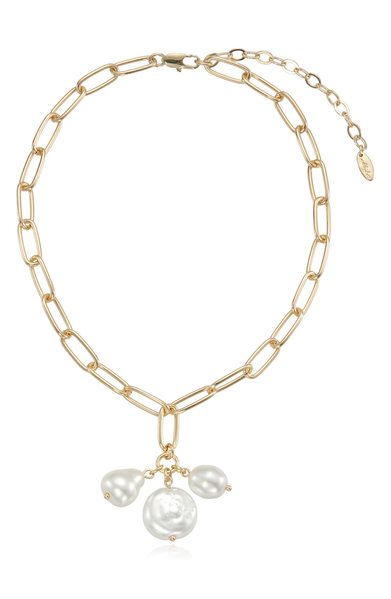 Ettika Triple Faux Pearl Pendant Necklace