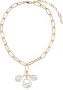 Ettika Triple Faux Pearl Pendant Necklace