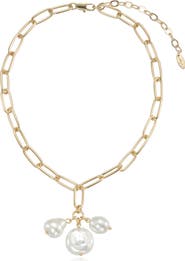 Ettika Triple Faux Pearl Pendant Necklace