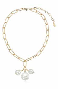 Triple Faux Pearl Pendant Necklace