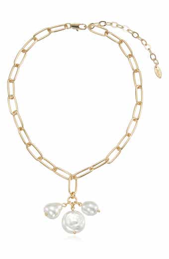 Triple Faux Pearl Pendant Necklace