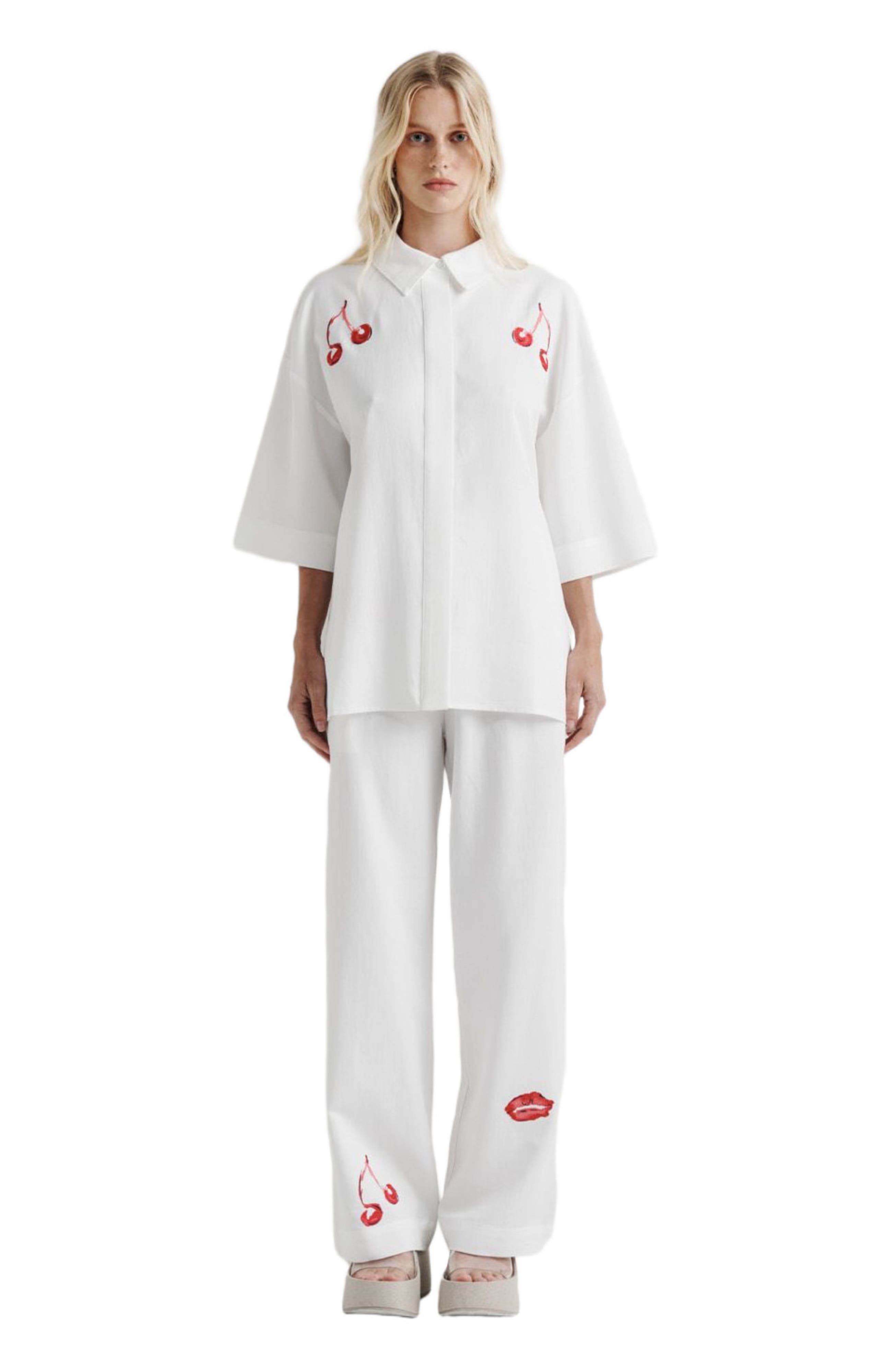 Romy Cherry Shirt in White 