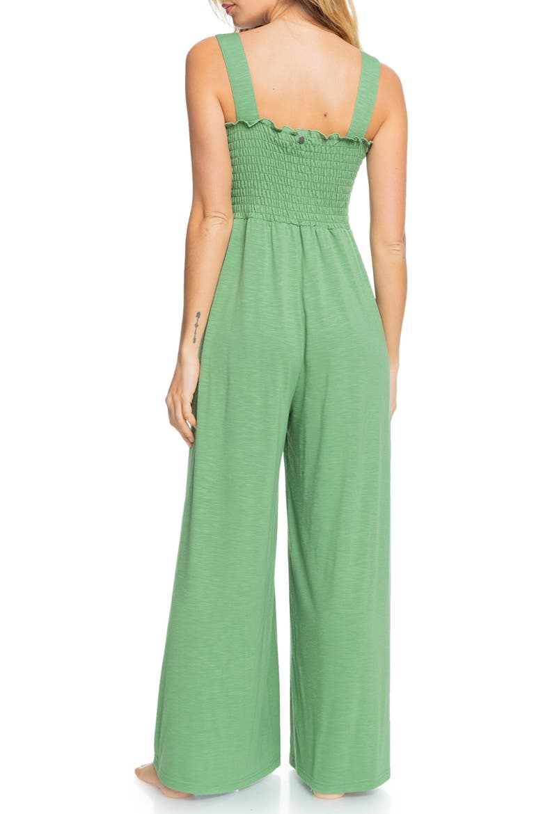 Just Passing By Wide Leg Slub Jersey Jumpsuit, Alternate, color, TURF GREEN