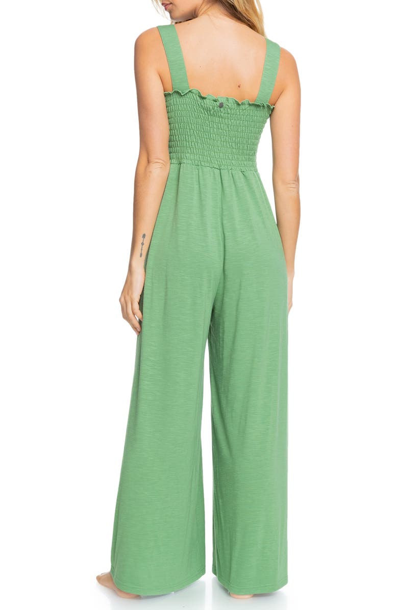Roxy Just Passing By Wide Leg Slub Jersey Jumpsuit, Alternate, color,