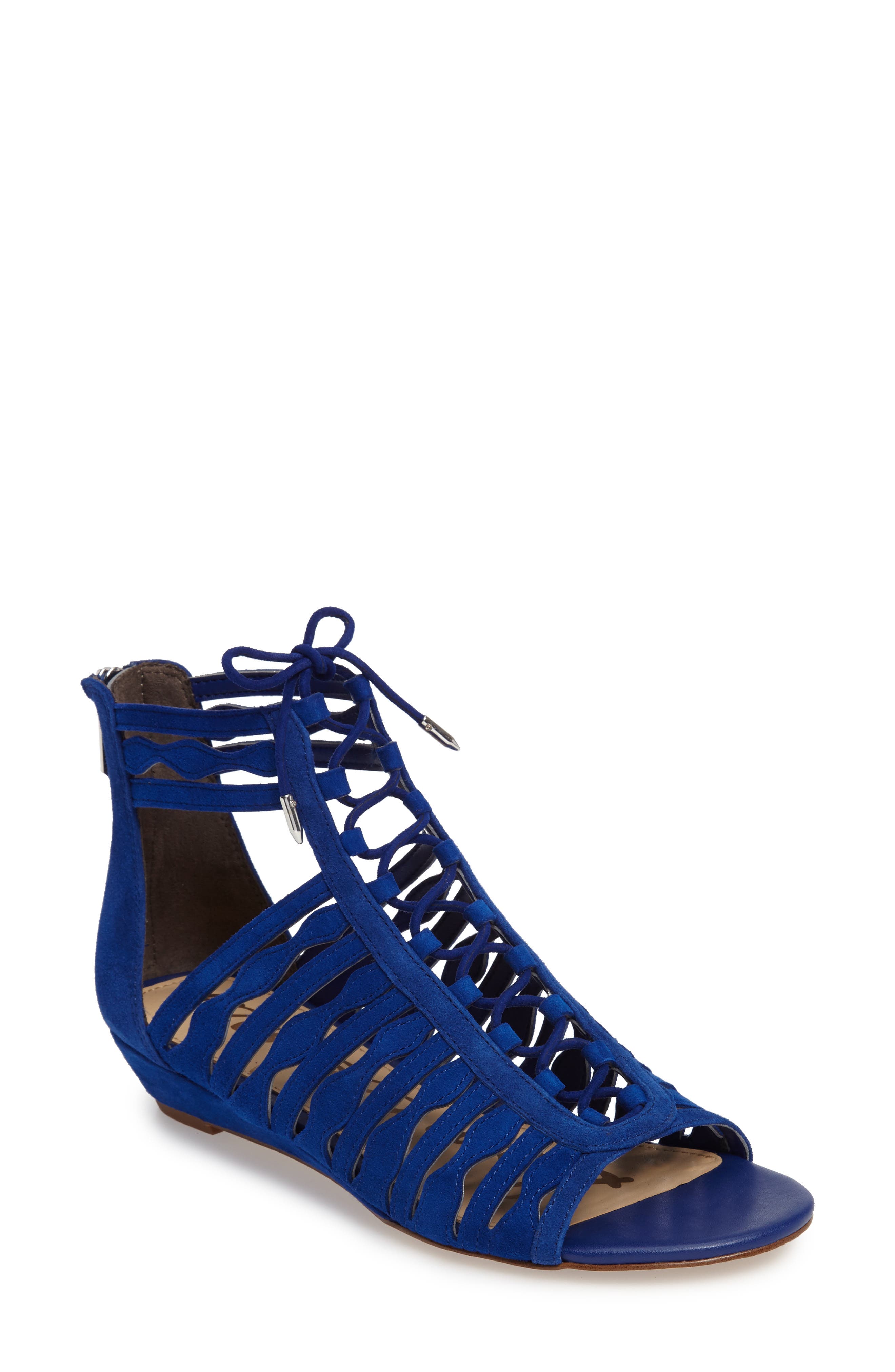 Daleece Lace-Up Sandal, Main, color, NAUTICAL BLUE SUEDE