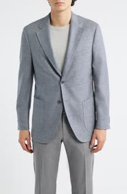 Peter Millar Hyperlight Soft Grey Houndstooth Check Wool & Linen Blend Sport Coat