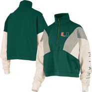 PRESSBOX Women's Pressbox Green Miami Hurricanes Ferrara Color Block Quarter-Zip Sweatshirt