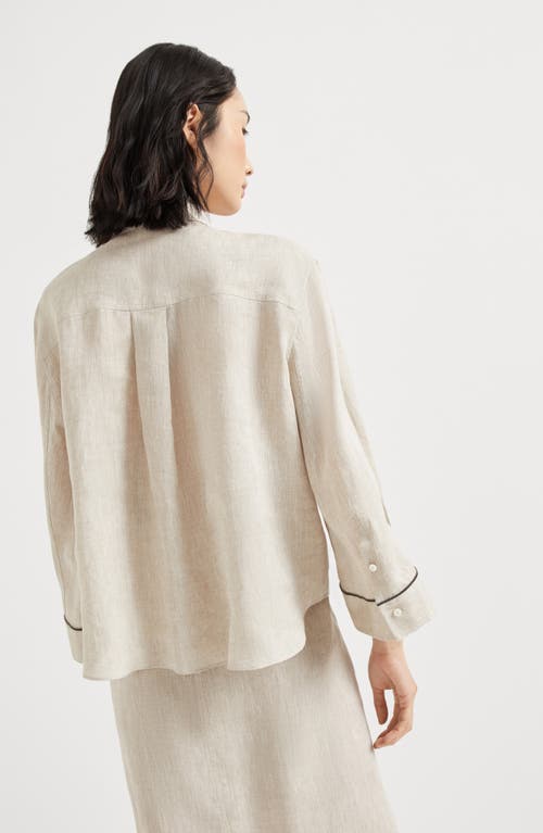 Brunello Cucinelli Cropped Shirt With Monili In Neutral