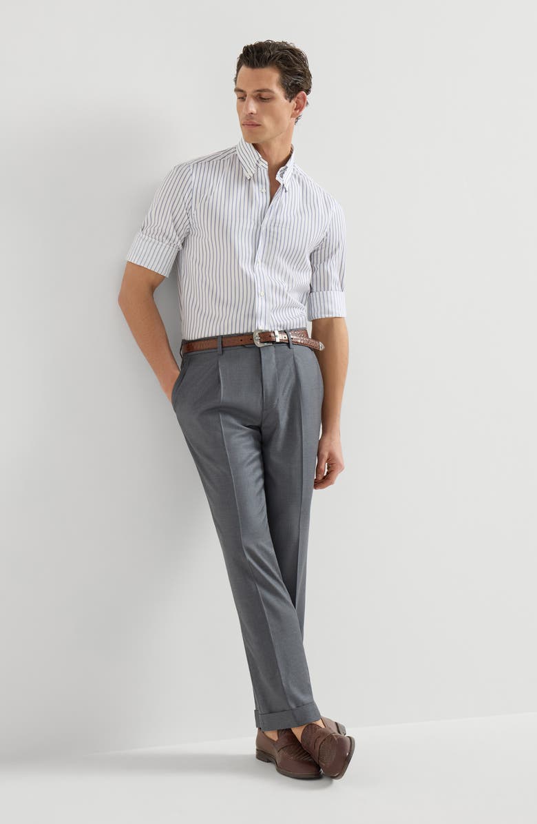 Brunello Cucinelli Super 150s virgin wool four season batavia trousers, Alternate, color, Medium Grey