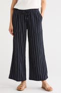 Caslon® Stripe Textured Crop Wide Leg Pants