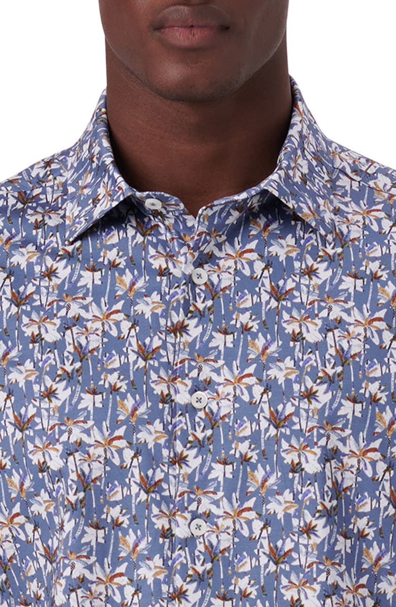 Bugatchi OoohCotton<sup>®</sup> Abstract Floral Print Short Sleeve Button-Up Shirt, Alternate, color,