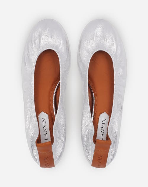 Lanvin Metallic Leather Ballerina Flats In Silver