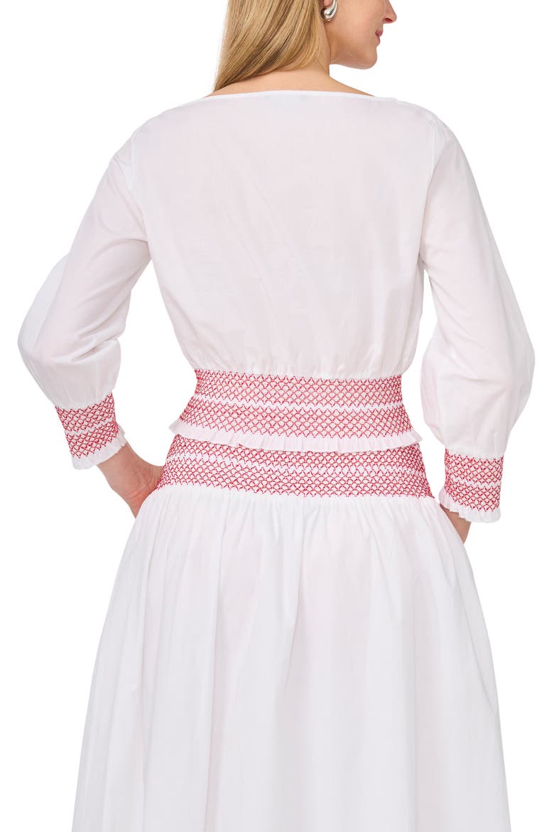 Smocked Waist Midi Skirt, Alternate, color, ULTRA WHITE