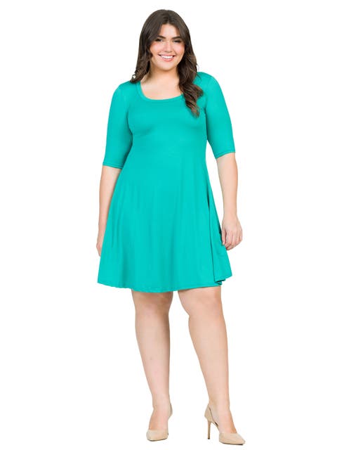 Elbow Sleeve Knee Length Dress