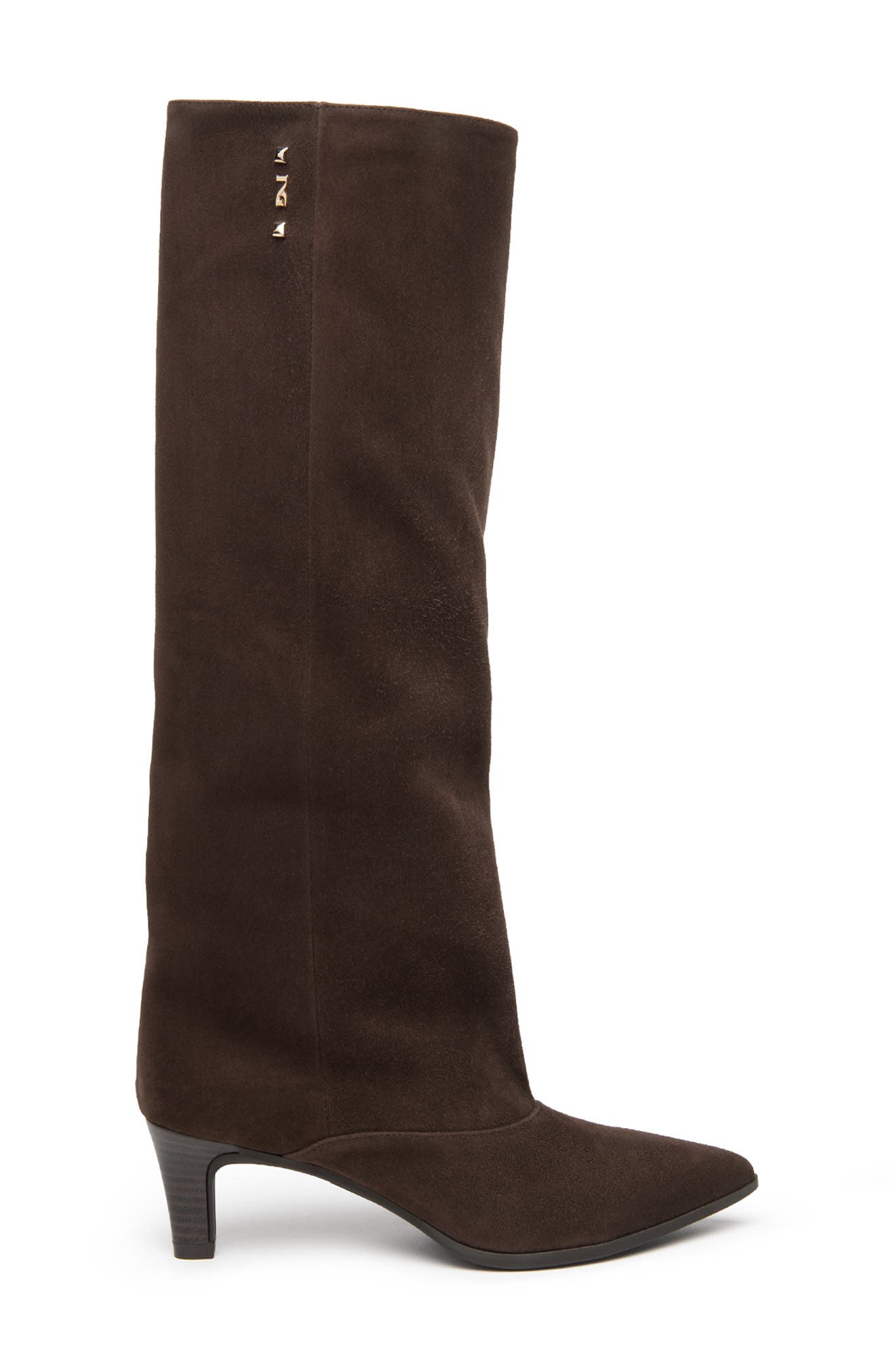 Cuff Pointed Toe Knee High Boot, Alternate, color, CHOCOLATE