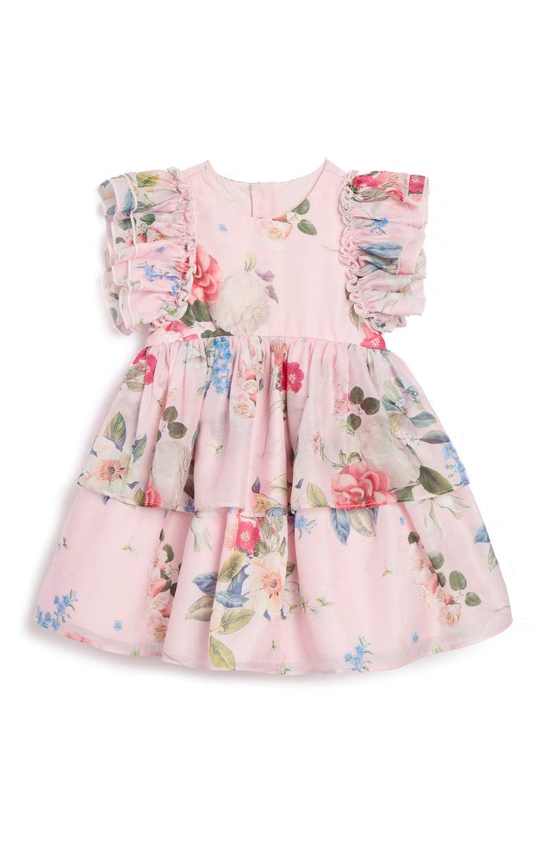 Pippa & Julie Kids' Floral Ruffle Fit & Flare Party Dress, Main, color, Pink