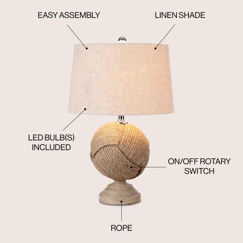 Jonathan Y Monkey's Fist 24" Knotted Rope Led Table Lamp In Brown/tan