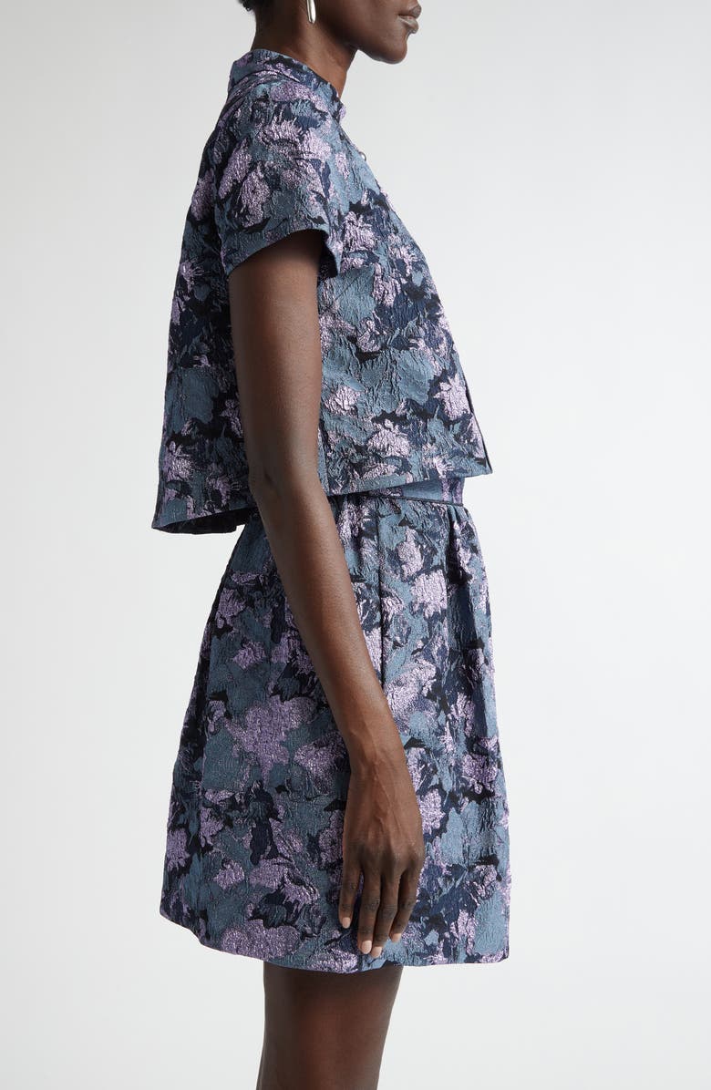 ST. JOHN Floral Metallic Jacquard Button-Up Shirt, Alternate, color, Midnight Lurex Multi