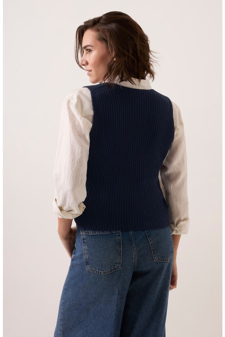 Ribbed V-Neck Tank Top, Alternate, color, Navy