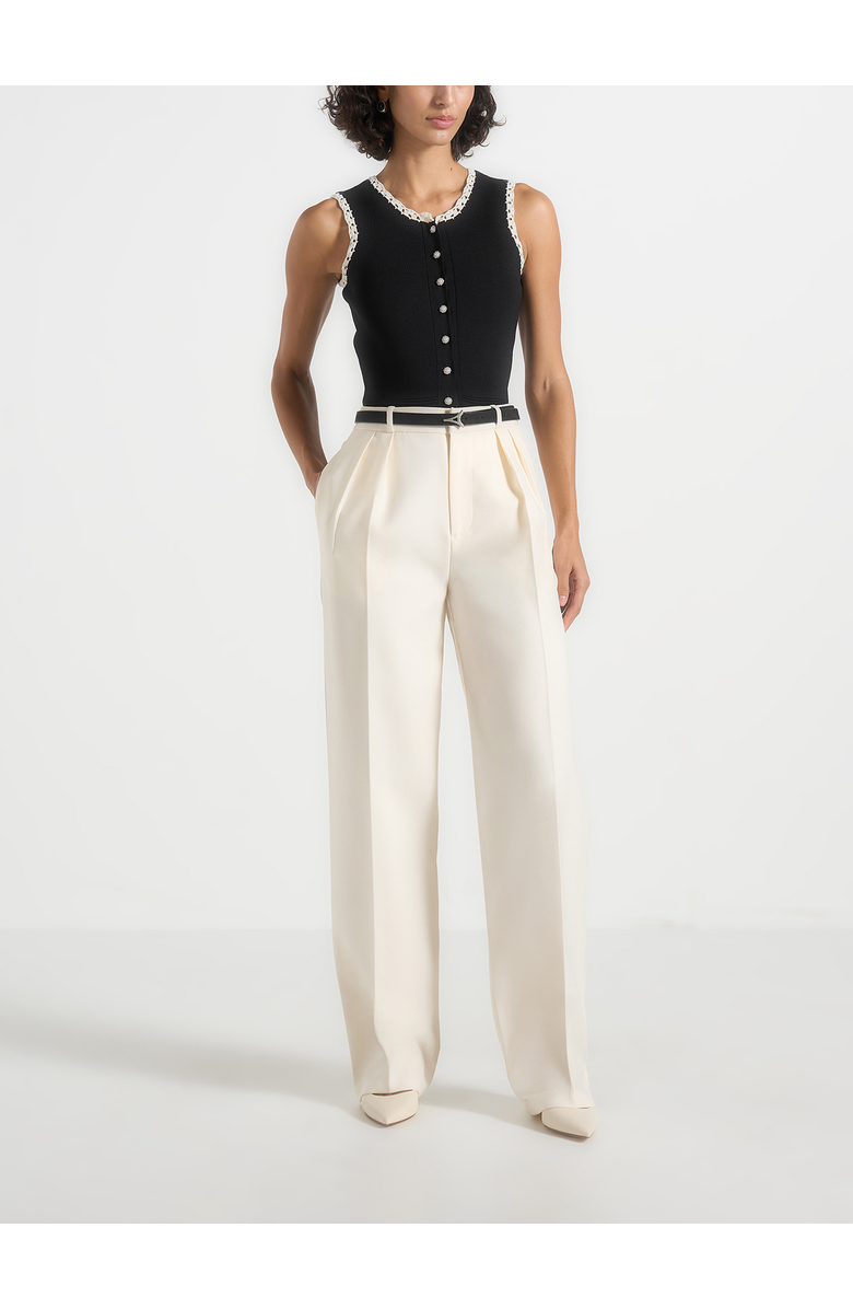 Manière De Voir Evelyn Crochet Frill Crop Top, Alternate, color, Black