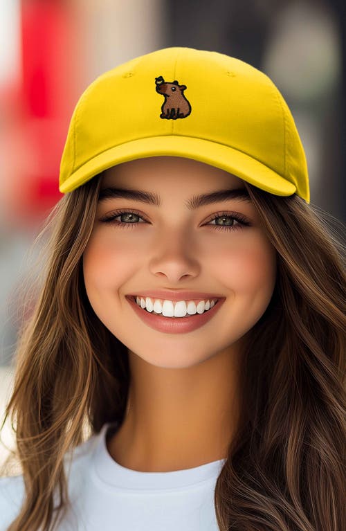 Dalix Capybara Embroidered Everyday Hat In Gold