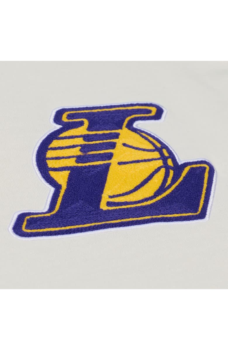 Mitchell & Ness Men's Mitchell & Ness Cream Los Angeles Lakers Hardwood Classics Chainstitch Premium T-Shirt, Alternate, color, Cream