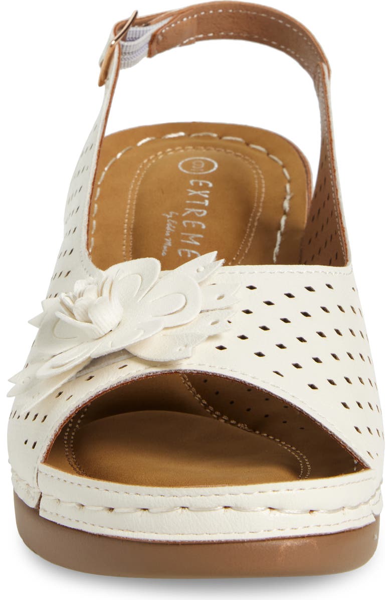 EXTREME BY EDDIE MARC Laser-Cut Wedge Slingback Sandal, Alternate, color, White