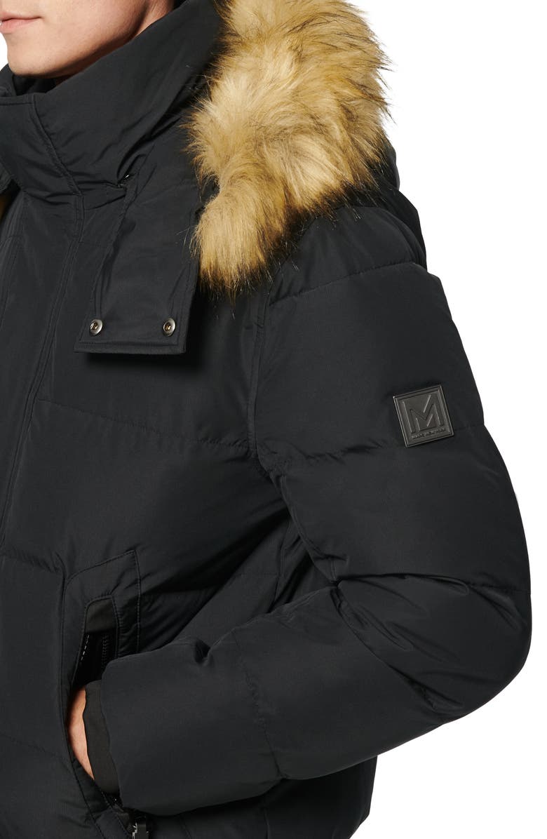 Marc New York Umbra Faux Fur Trim Quilted Jacket, Alternate, color, Black